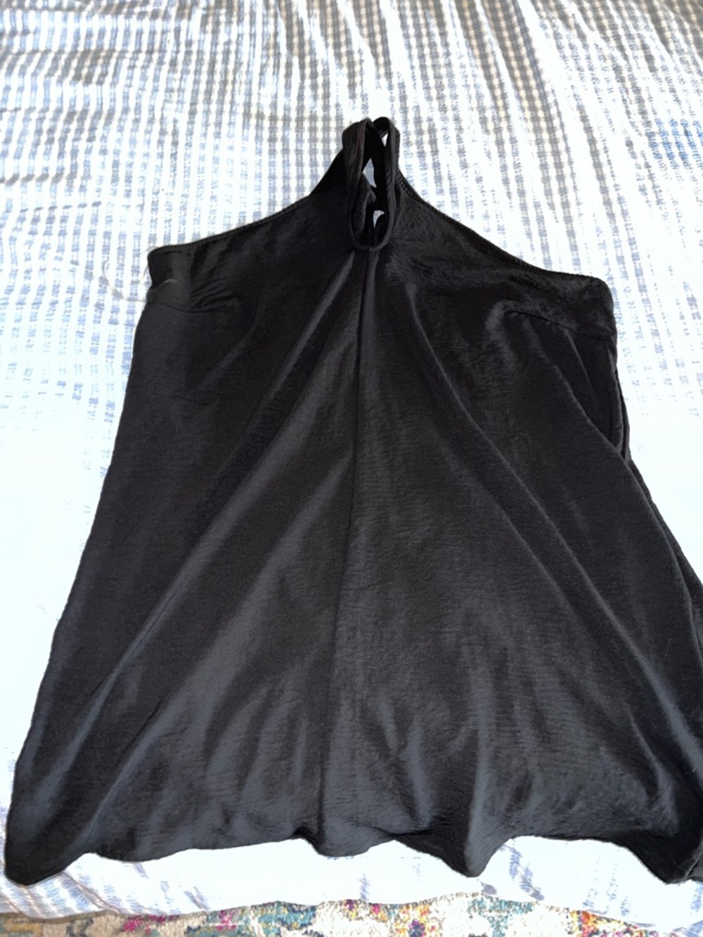 Woman's Plus Size Black Halter Neck Sleeveless Dress